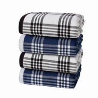 japan plaid men terry cloth bath towel cotton for adults bathroom 70140 free shipping