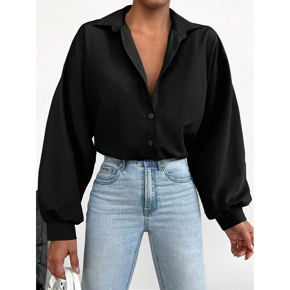 Mia Muse женские рубашки осень-зима элегантные приличные однотонные с длинным