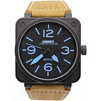 retro style men watch bell automatic mechanical brown genuine leather band mens self winding wrist watches men reloj ross