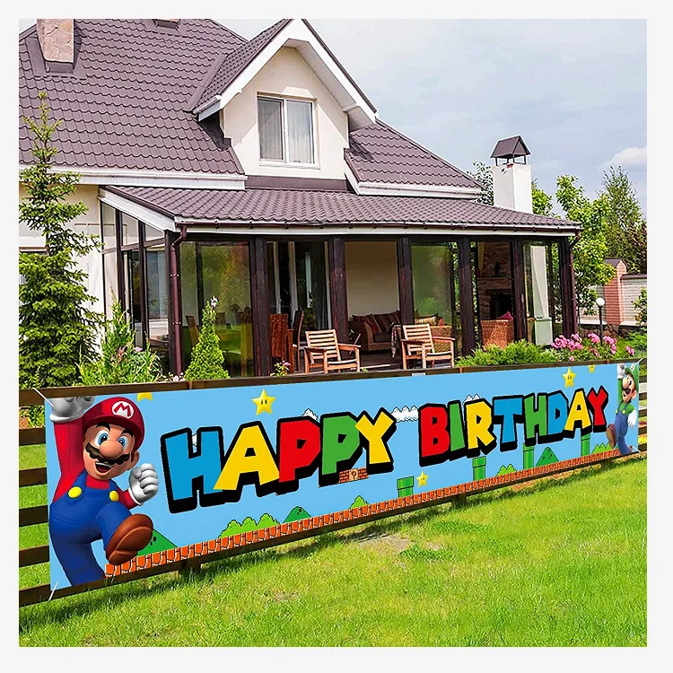 

Game original Super Mario party birthday background Mario Brothers cloth theme board cartoon character Mario doll children gift