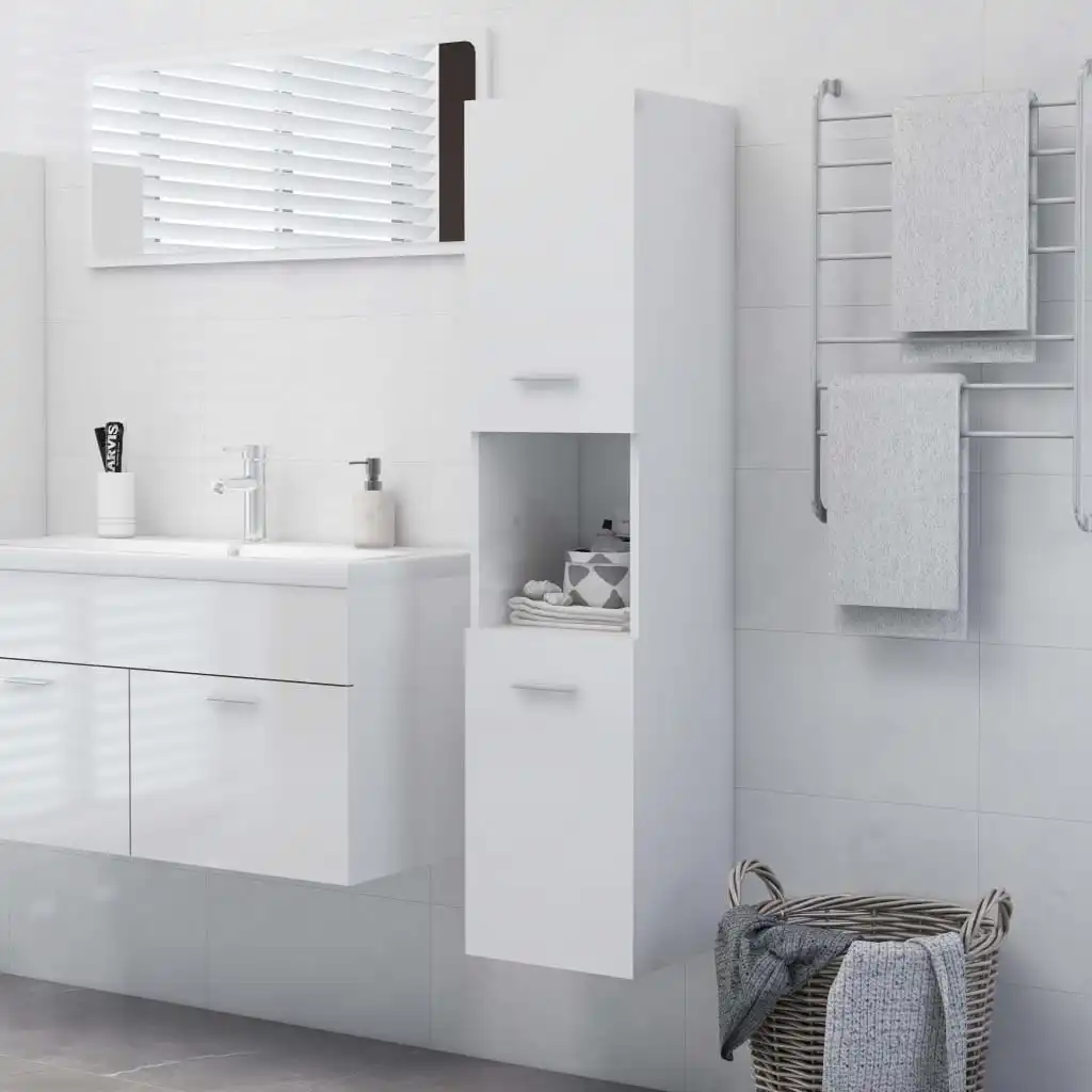 

Bathroom Cabinet, Chipboard Cabinet, Bathroom Furntain High Gloss White 30x30x130 cm