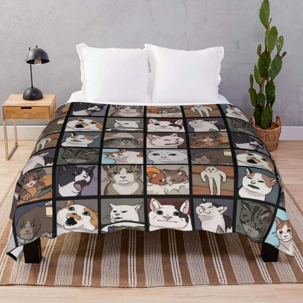 Meme Cats 2.0 Blanket Fleece Plush Decoration Soft Throw Blankets for Bed Home Couch Travel Office