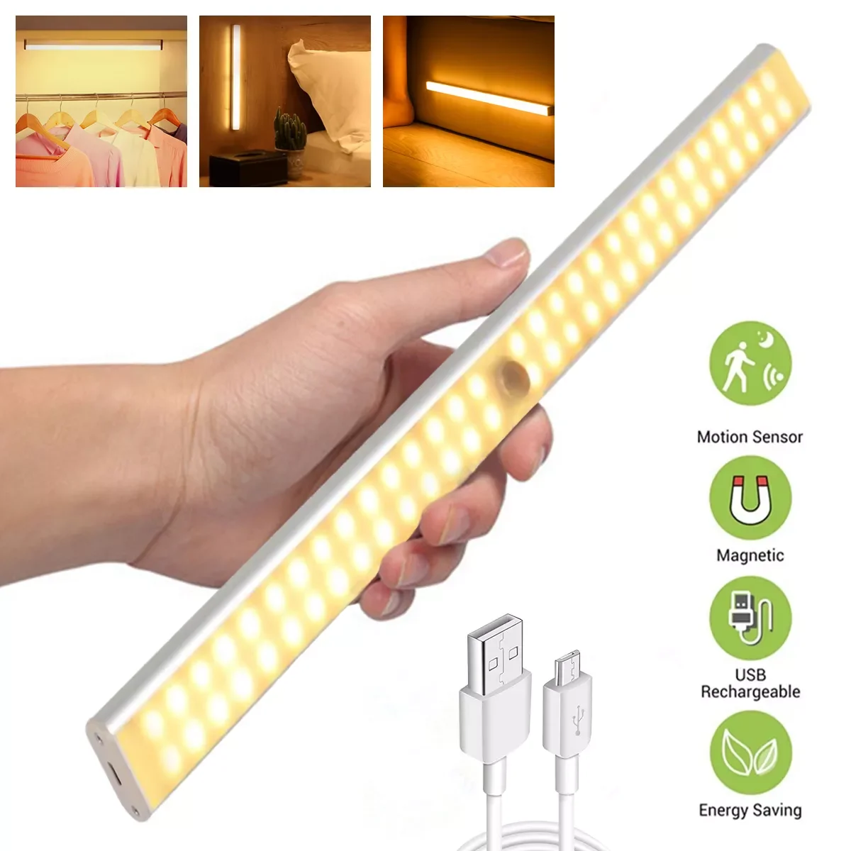 

Wireless LED Under Cabinet Light Motion Sensor Lamp Staircase Closet Kitchen Aisle Light Cupboard Wardrobe LED Night Light