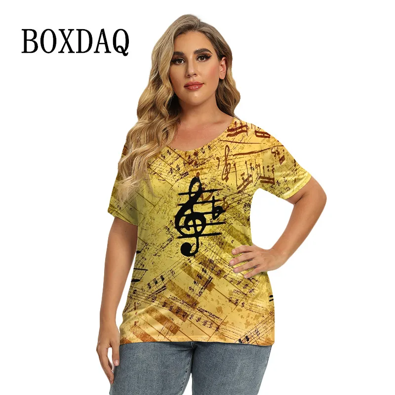 

2022 Hot Sale Summer T-Shirt Music 3D Printed T-shirt Women Fashion Casual Note Print Clothes Short Sleeve Tshirt Plus Size Tops