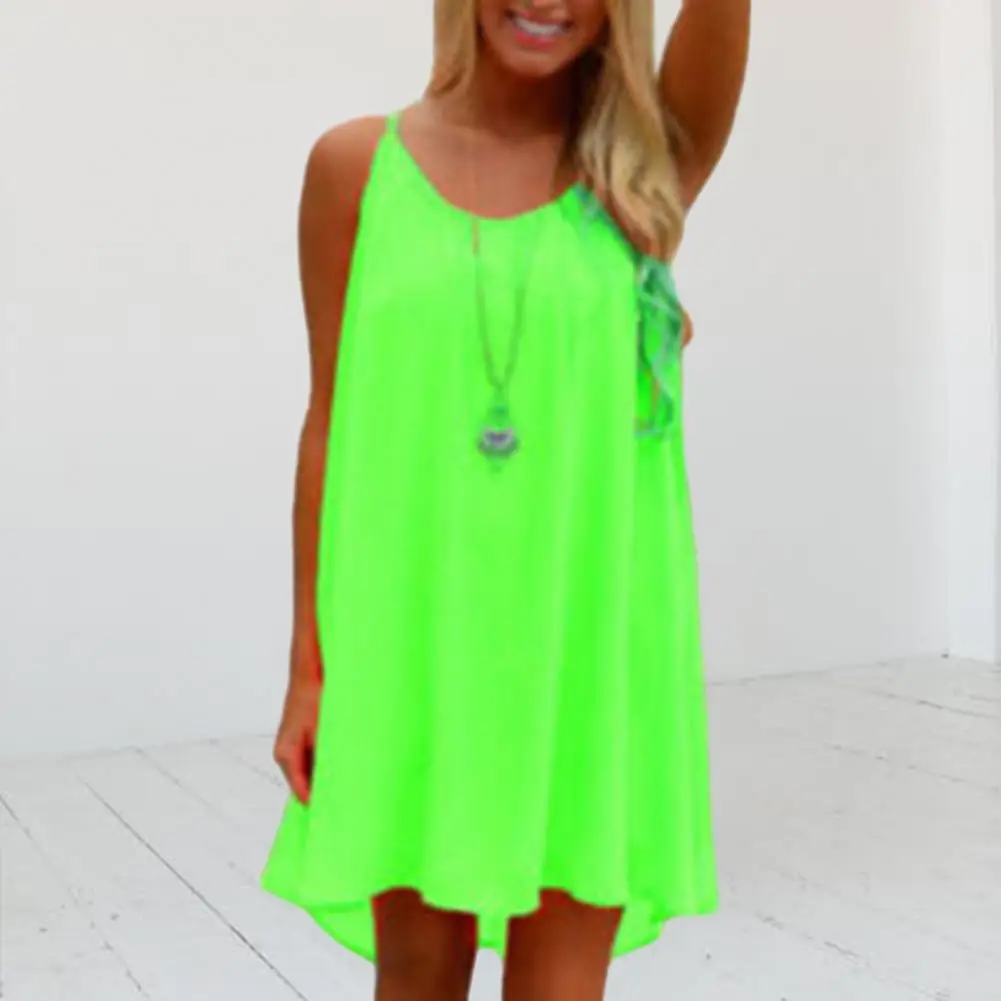 

Stylish Sling Dress Sleeveless Comfy Chiffon Dress Beach Loose Suspender Dress