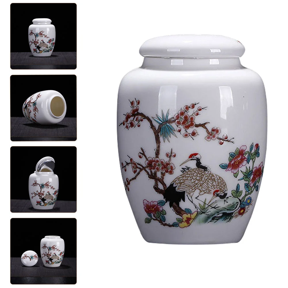 

Ceramic Tea Canister Sealed Containers Food Set Leaf Holder Ceramics Portable Spice Jar Storage Travel Candy Lid