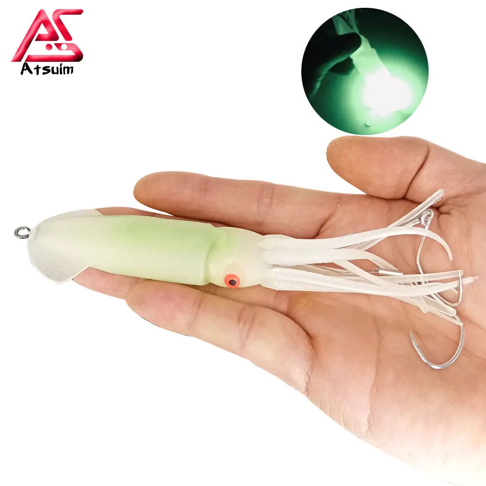 AS Leurre LED Electronic Squid Luminous Lure Bait Night Fishing Jigs Bass Bait Fish Tackle Equipment Accessory Wobblers Pesca