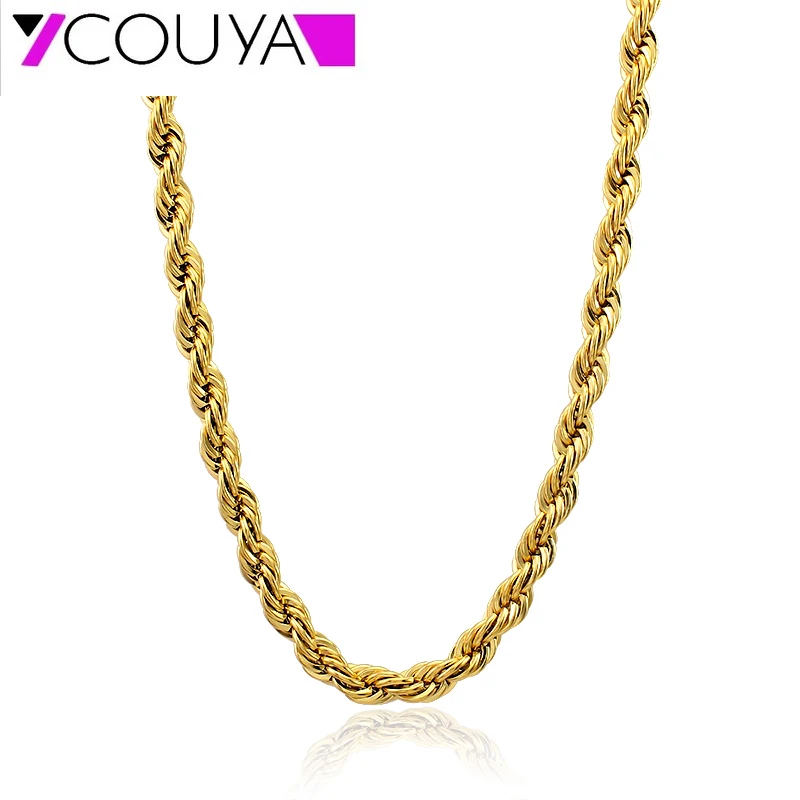 

hot classic Twisted type gold bracelet with necklace set alloy Chains Necklaces 21cm adjustable bracelet For Men girls Gift