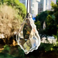 75mm excellent maple leaf transparent crystal prism daylighter home garden indoor chandelier decorative ornament