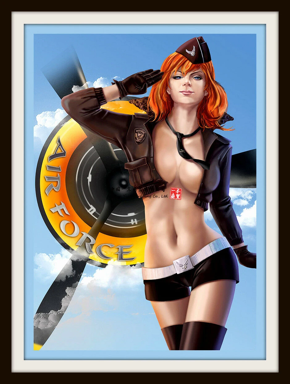

WW2 WWII Photo Pinup Girl 1950's Airforce Girl Woman PinUp Girl Poster Nice WW2 Photo Glossy sticker