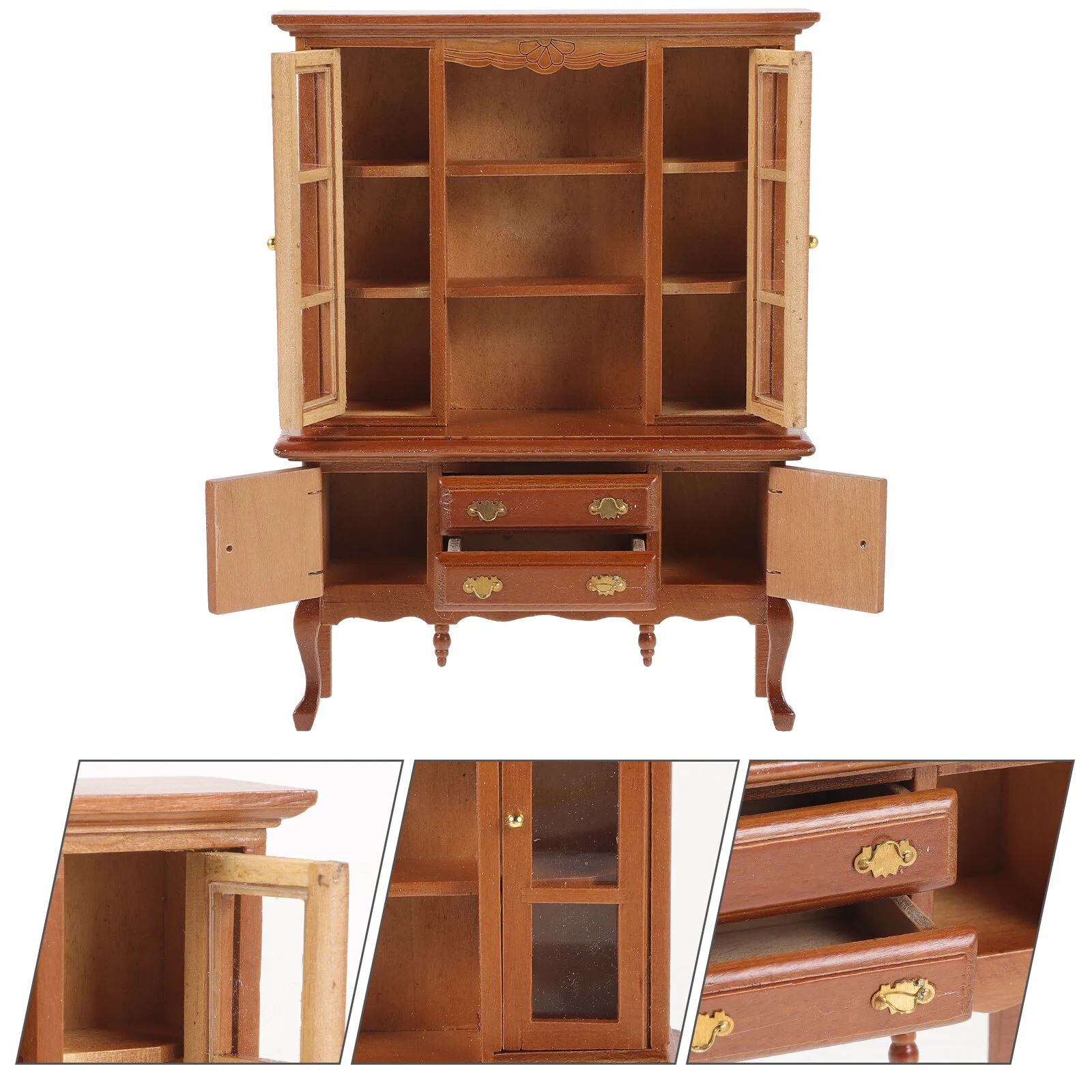 

House Miniature Display Cabinet Kitchen Miniatures Decor Furniture Wooden Accessories