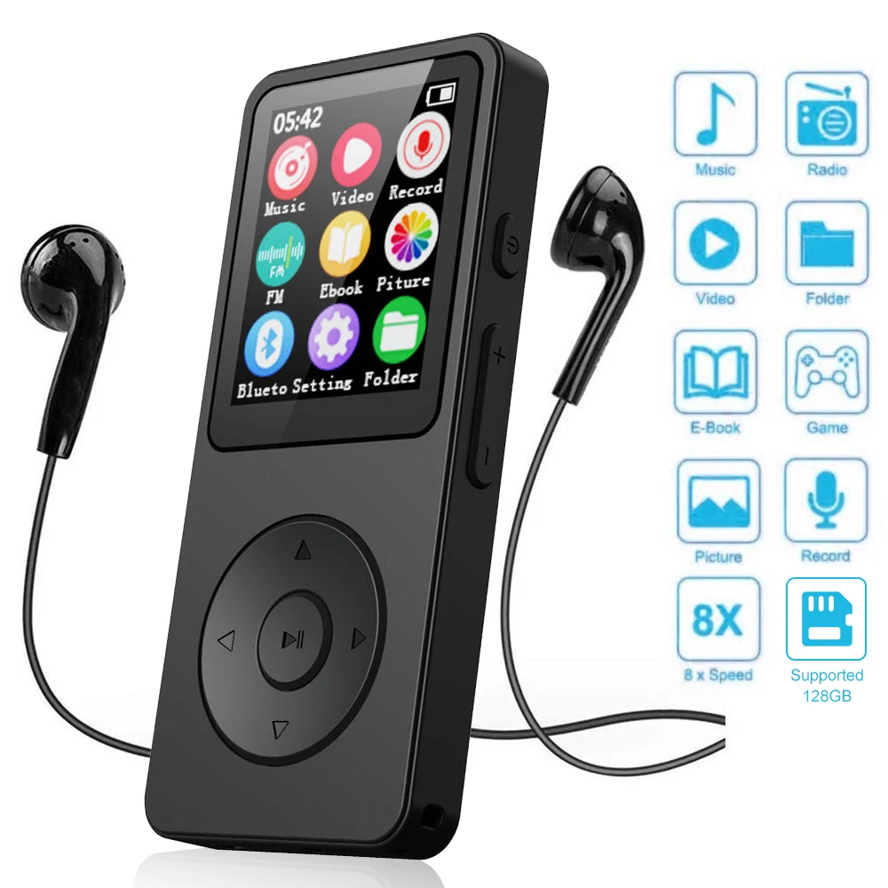 Фото 2025 Новый MP3-плеер Type-C Портативный Walkmen Bluetooth 5.4 Музыкальный плеер Поддержка записи электронных книг FM-радио для спортивных шорт №5