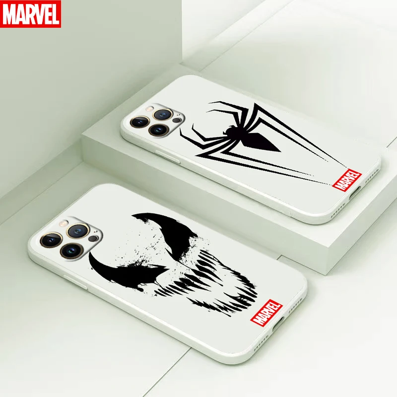 

Marvel Venom spiderman Logo For iPhone 13 12 11 Pro Max Mini X XR XS Max 6 6s 7 8 Plus Phone Case liquid silicone funda coque