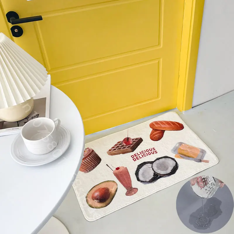 

Foods Print Floor Mat Diatom Mud Cartoon Absorbent Rug for Bedroom Decor Bath Quick Dry Entrance Doormat Kitchen Carpet Non-slip