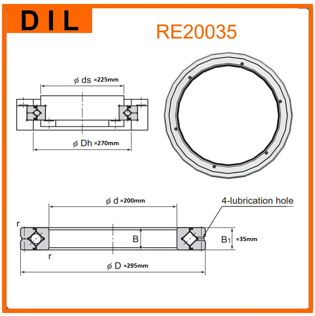 DIL Германия поперечное роликовое кольцо RE20035 RE20035UU RE20035UUC0 RE20035UUCC0 двухкомпонентное