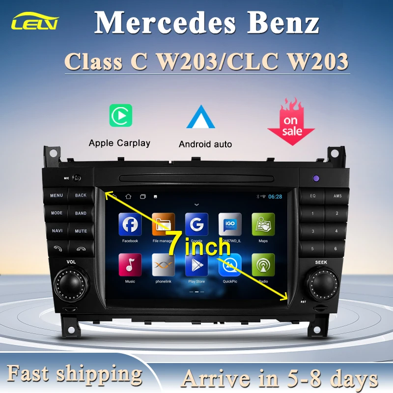 Factory Price 2Din Android Bluetooth Speaker GPS Navigation Carplay Car Video Player For Mercedes Benz C Class W203 RadiosTereo