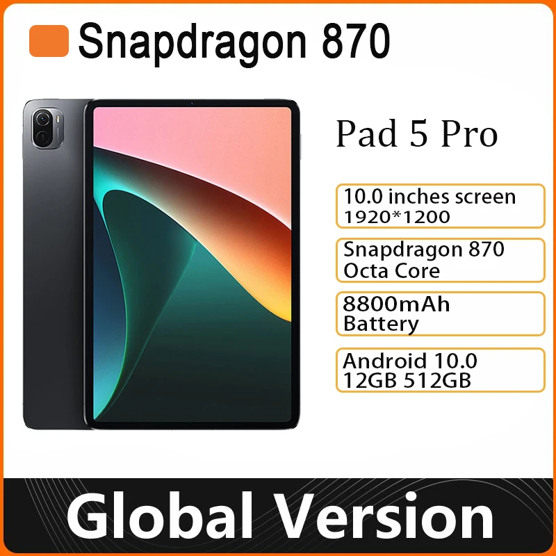 

Global Version 11 Inch Pad 5 Pro Tablet Snapdragon 870 Android 10.0 8800mAh 12GB ROM 512GB RAM Dual Sim Card GPS WIFI 5G Tablets