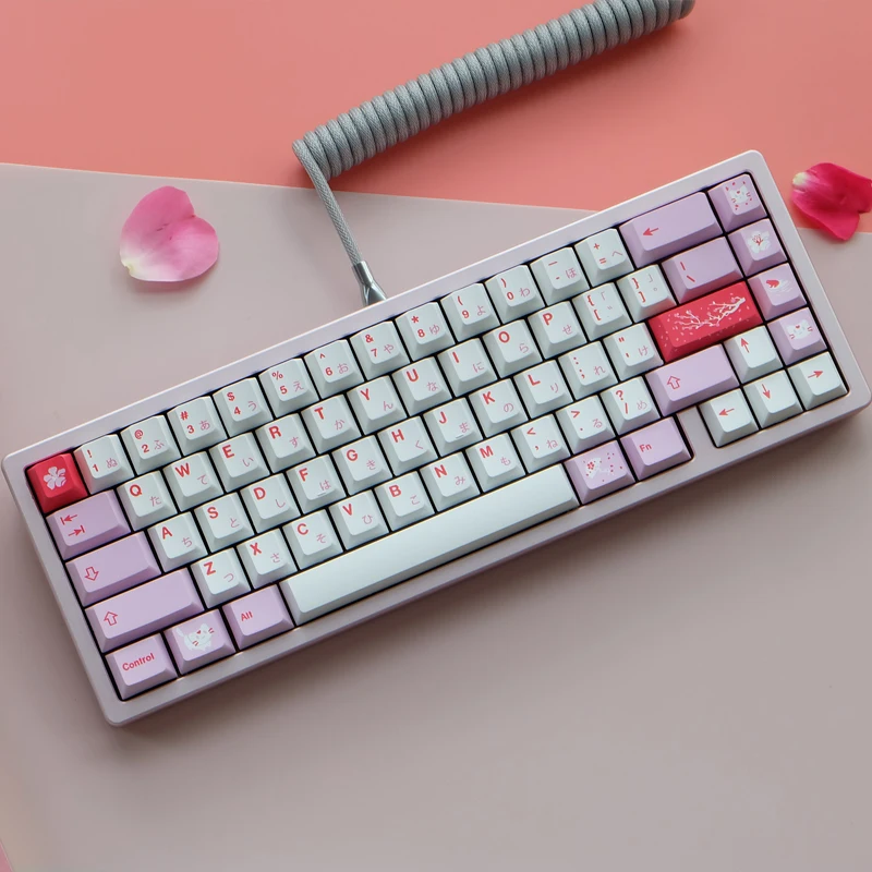 Keycaps GMK- Sakura Hazakura 132 Key PBT Dye Subbed Cherry Profile Keycap For MX Switch Mechanical Keyboard GH60 GK61 GK64