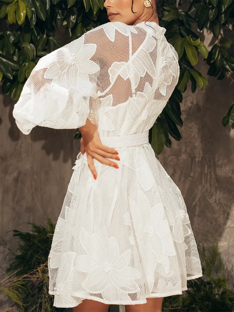 Женское мини-платье с вышивкой VGH Kruchev рукавами-фонариками повседневная блузка