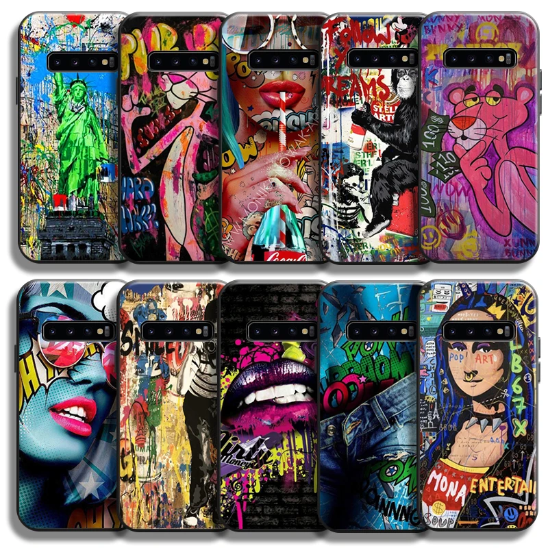 

Street Graffiti Oil Painting For Samsung Galaxy S10 S9 S8 Plus S10E S10 5G Phone Case Funda Soft TPU Black Coque Carcasa