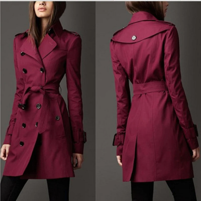 

Women Europe America Fashion Trend Double-Breasted Slim Long Trench 2021 Autumn New Female Coats Jacket Long Windbreaker Elegant