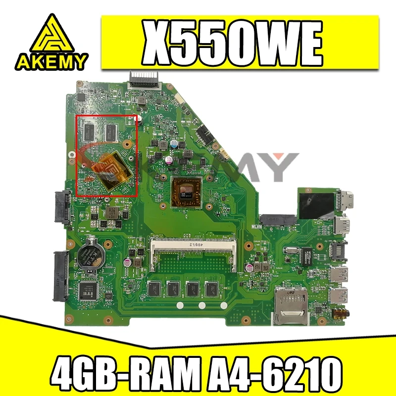 

X550WE original mainboard for ASUS X550WE X550W with 4GB-RAM A4-6210 CPU PM Laptop motherboard