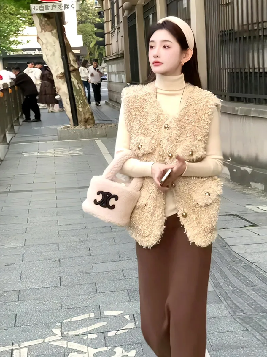 Корейское элегантное пушистое короткое пальто в стиле ретро женское