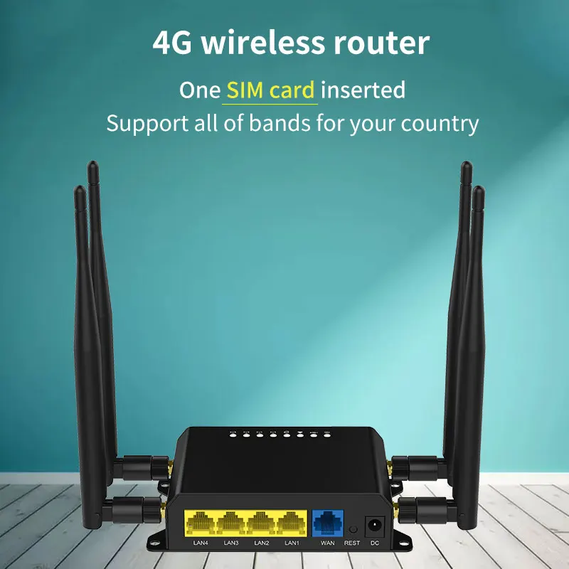 WE826-T2 WiFi Router 4G 3G Modem With SIM Card Slot 300Mbps Access Point Openwrt 128MB 12V GSM LTE USB Wan 4*LAN 4*Antenna