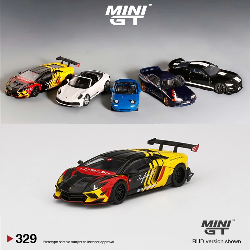 

MINI GT 1:64 Model Car LB Aventdo LB WORKS Alloy Die-cast Vehicle Display Gifts #329 RHD