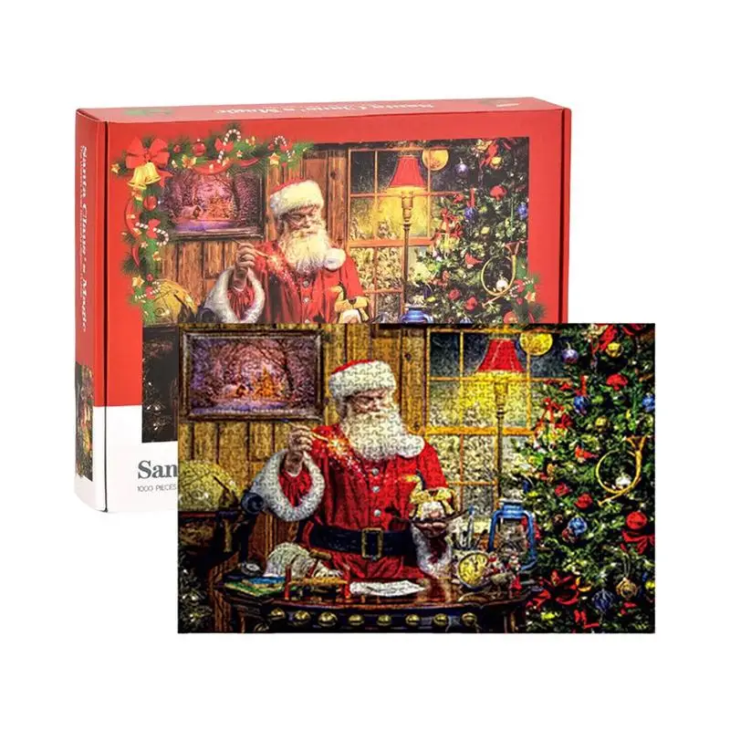 

Рождественский картонный пазл Санта-Клаус, 1000 шт., подарок на Рождество, Санта-Клаус, пазлы для всей семьи для детей, девушек, Бо