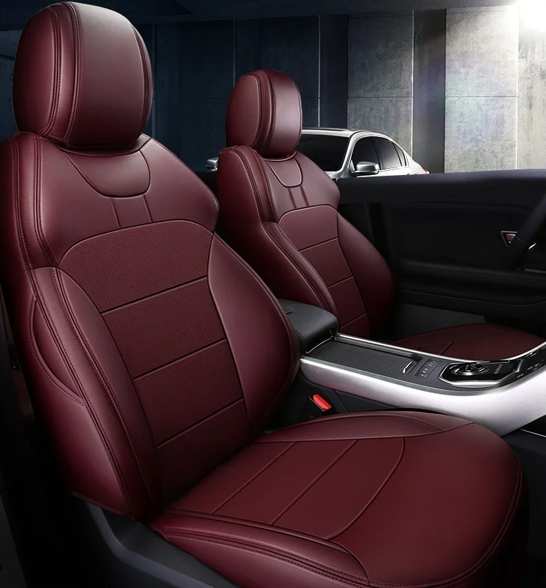

Custom Water Leather Resist Sedan Universal Breathable Car Seat Covers Red
