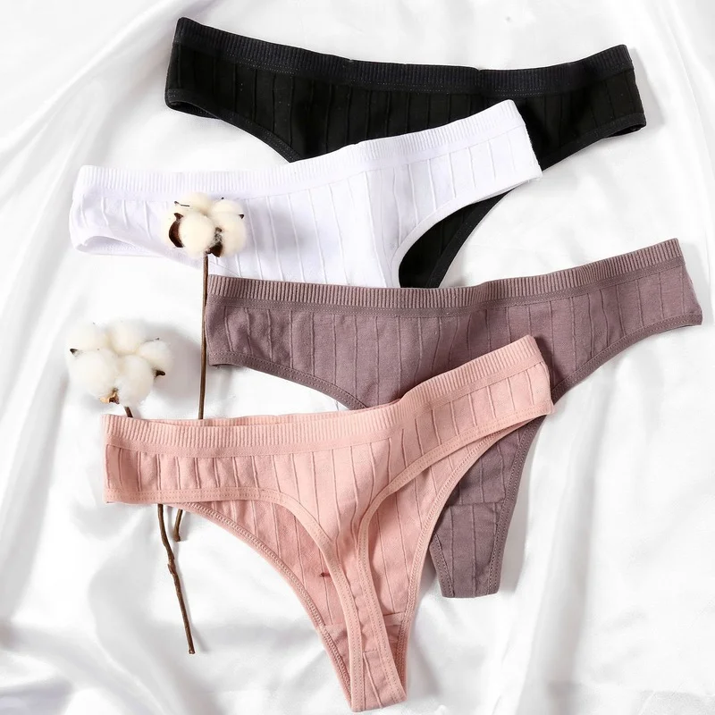 

Pure Cotton String Femme Sexy Thongs Panties Solid Low Waist T-Back Women's Underwear Seamless Comfort Lady Lingerie Tangas M-XL