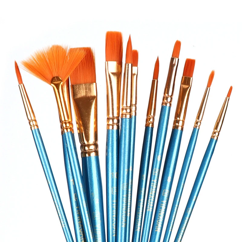 

Paint Brush Set 12pcs Round Pointed Tip Nylon Hair Artist Professional Fine Acrylic Oil Watercolor Brushes for Kids Adults