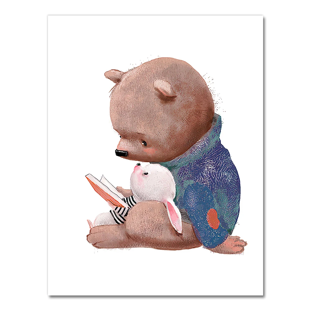 

Настенное искусство АлиПэинт, медведь и кролик, современный стиль