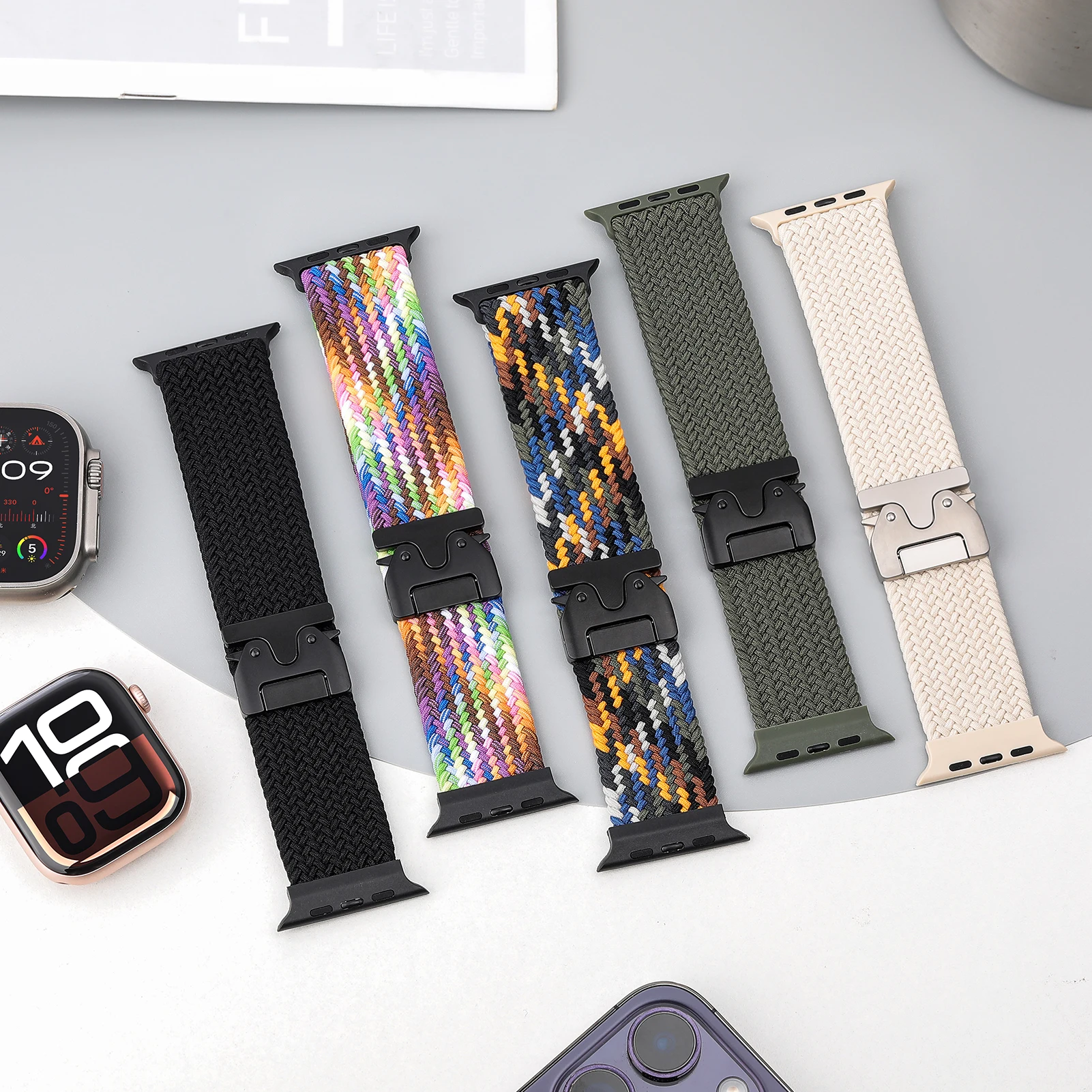 Плетеный ремешок для Apple Watch ремешки 40 мм 44 46 42 49 45 41 38 браслет IWatch Series 10 SE 9 8 7 6 Ultra 2