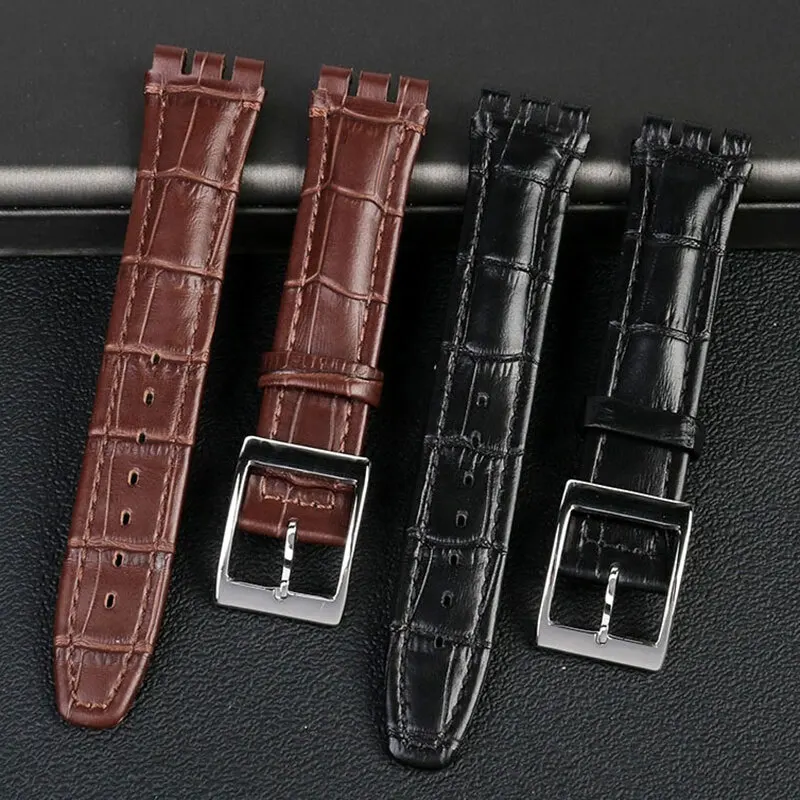 Фото Ремешок из воловьей кожи для Swatch IRONY YCS YAS YGS Series, мягкий браслет из телячьей кожи, мужской и женский ремешок для часов, браслет 17 мм 19 мм №3