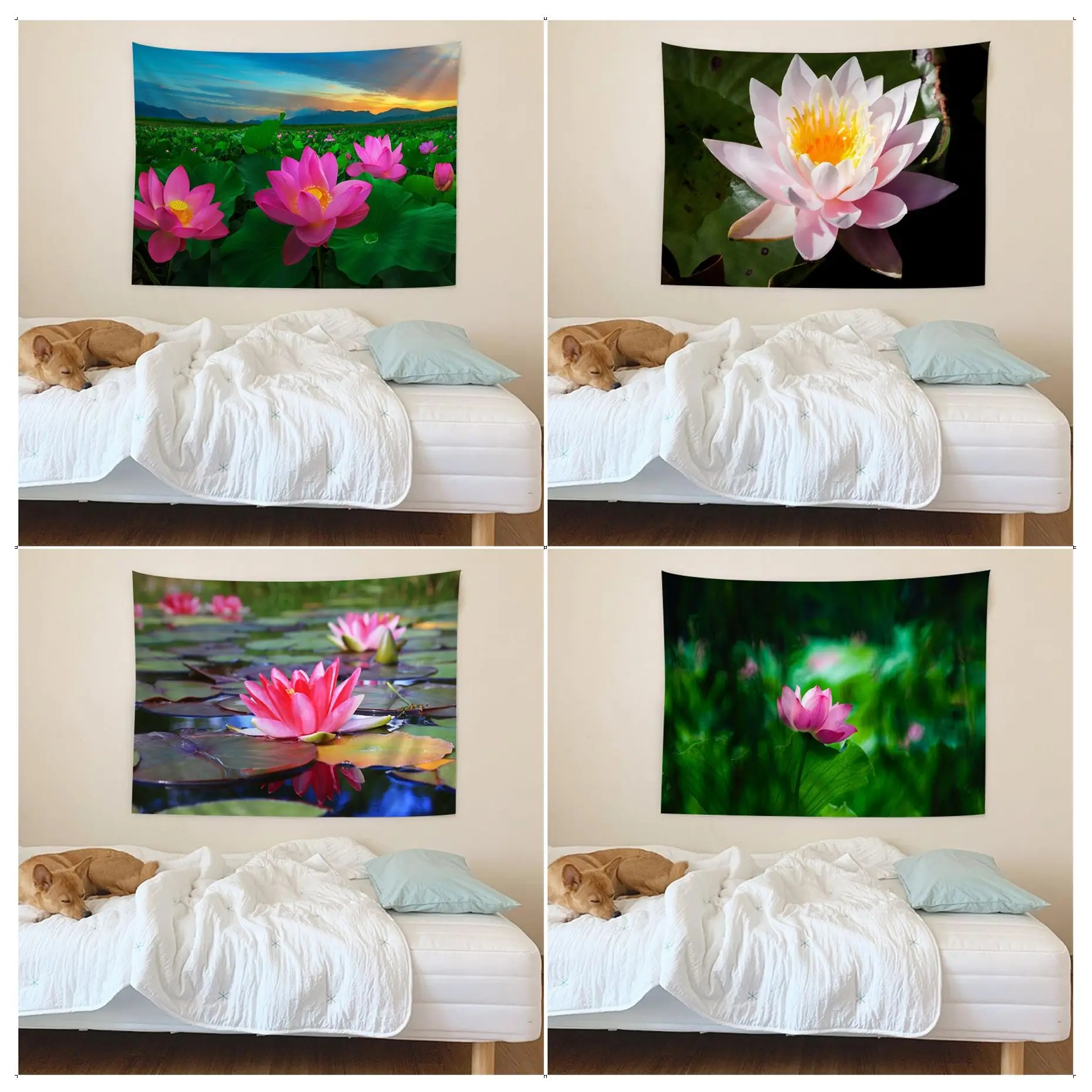 

Lotus Flower Wall Tapestry for Living Room Home Dorm Decor Japanese Tapestry