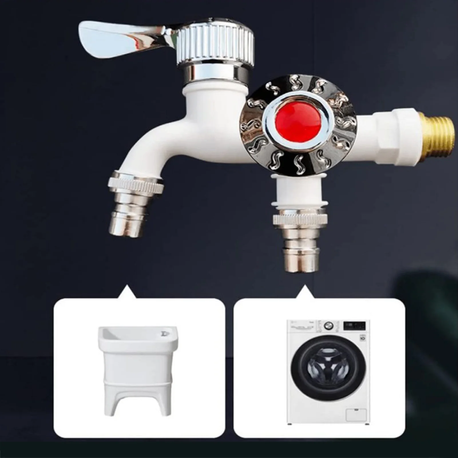 

Dual Control Sink Valve Antifreeze Faucet One In Two For Outdoor Use Extended Double-control Faucet Double Control Valve Core