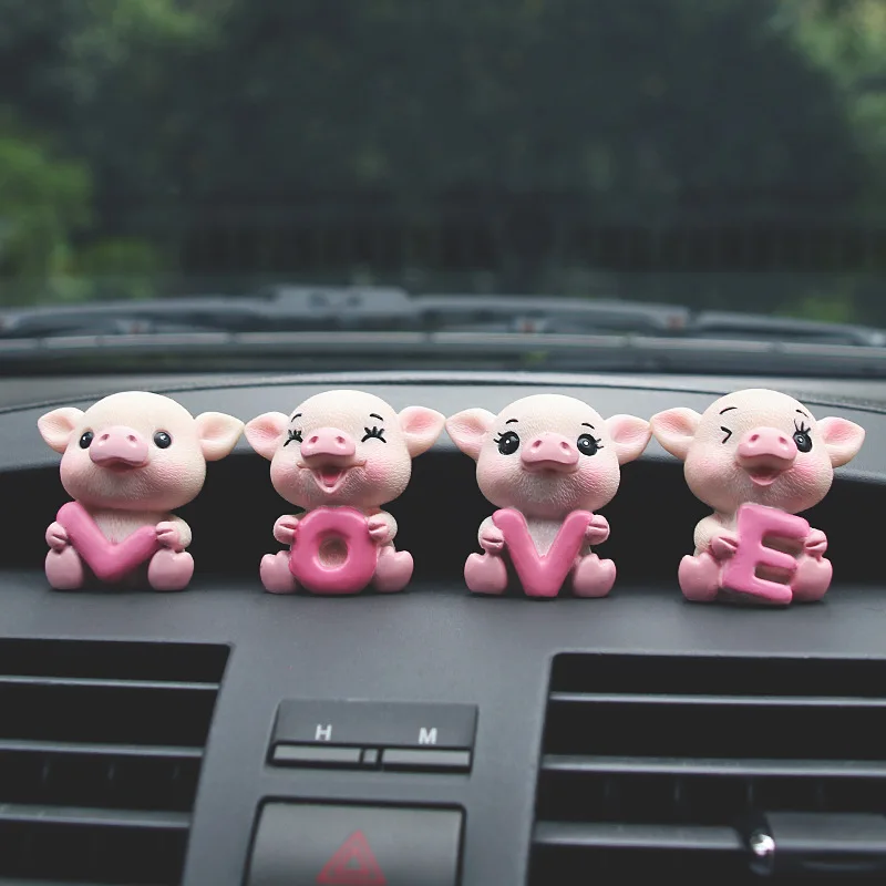 

Car Decoration Love Piggy Resin Decoration Car Creative Decoration Cartoon Doll Interior Decoration Accessories For Girls Gifts
