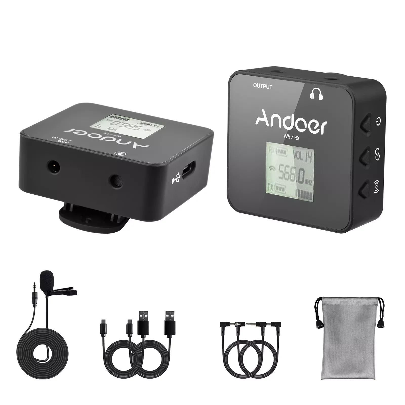 

NEW IN W5 UHF Wireless Microphone System 57 Channels 30-80m Effective Range for Smartphone/DSLR Camera/Camcorder YouTube Vlog