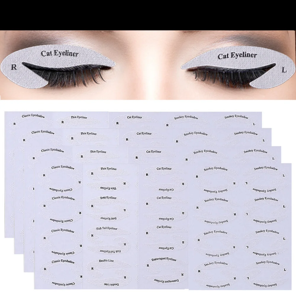 1 Box/bag Eyeliner Stencils Stickers Non-Woven Eye Liner Template Cards Eye Make Up Template Kits Eyeliner Shaping Tools 11*10cm images - 6