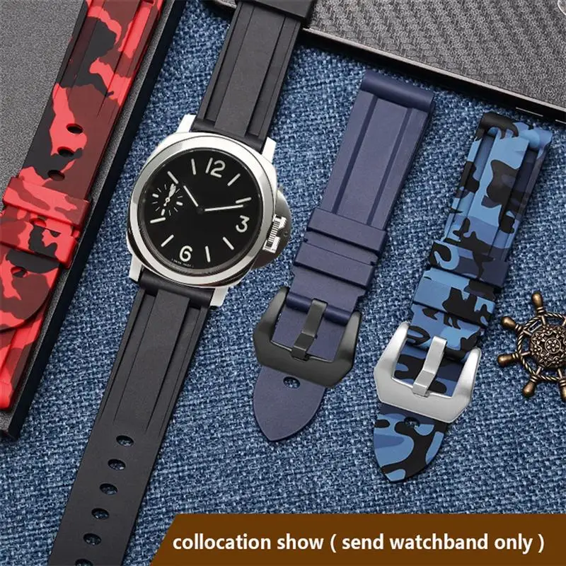 Силиконовый ремешок SCHIK для наручных часов PAM111 386 441 series 20 мм 22 24 26