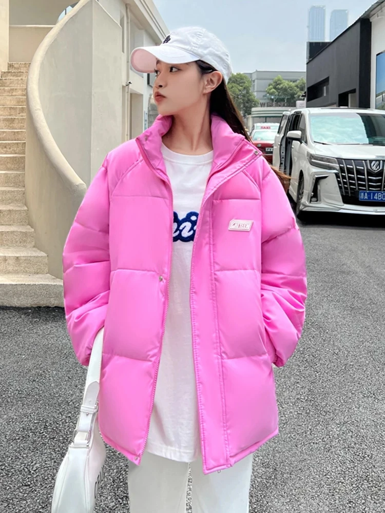 

Winter Jacket Women Stand Collar Puffer Coat 2022 Casual Long Sleeve Warm Parkas Cotton Padded Coat Loose Female Outwear