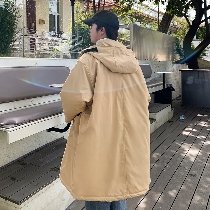 Winter Thick Long Coat Men Warm Fashion Oversize Hooded Coat Men Korean Loose Thickened Jacket Mens Parker Overcoat M-2XL