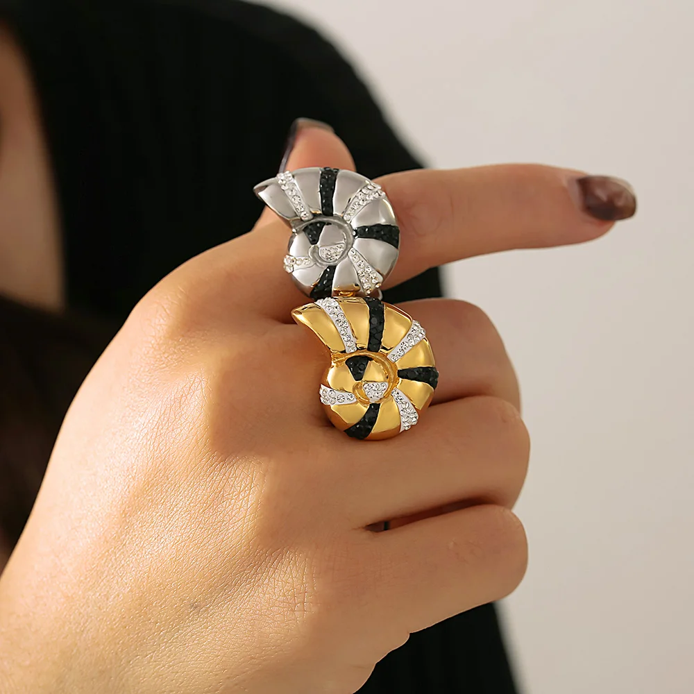 Женское кольцо из нержавеющей стали с фианитом винтажное дизайнерское