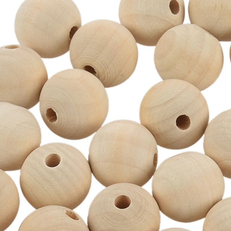 120X Natural Ball Wood Spacer Beads 25Mm(1Inch) -Jewellery Making Findings,DIY Crafts Wood Color