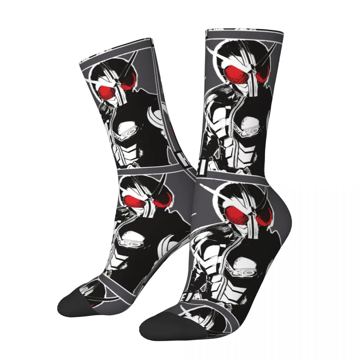 

Happy Funny Men's Compression Socks W Heisei Anniversary Retro Harajuku Kamen Rider Japanese Anime Street Style Crew Sock