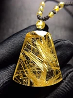 natural gold rutilated quartz water drop pendant necklace 2824 810 6mm 18k gold rutilated jewelry women men brazil aaaaaaa