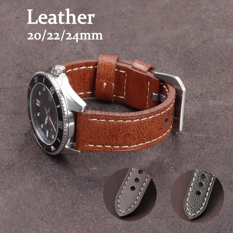 Универсальные Ремешки Для Часов Унисекс 20 Мм 22 24 Ремешок Из Натуральной Кожи