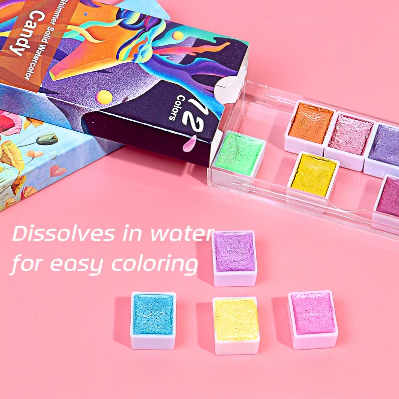 

Solid Watercolor Paints Water Colours Set for Art Painting Nail Design 080